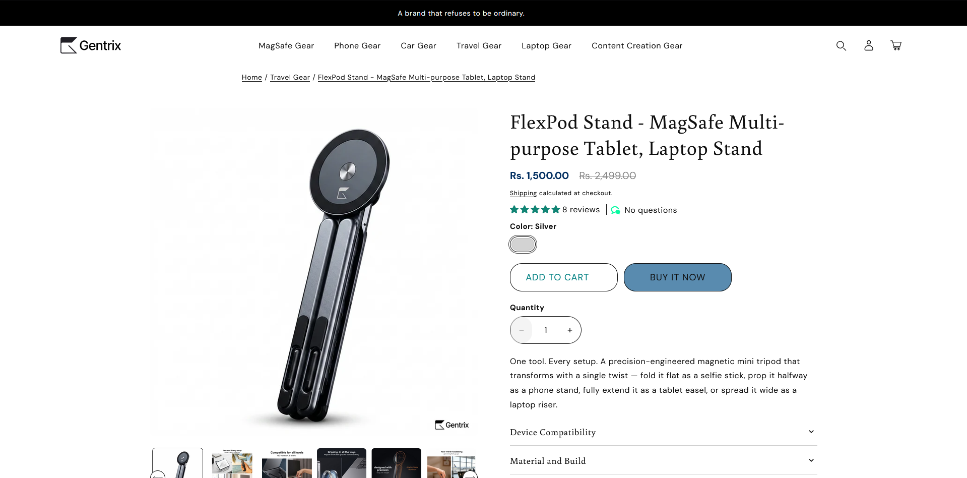 Gentrix Shopify desktop storefront placeholder
